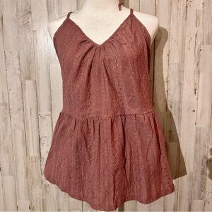 Women's Maurice’s Rust Sleeveless Strap Lace Crochet Top Babydoll Large Boho